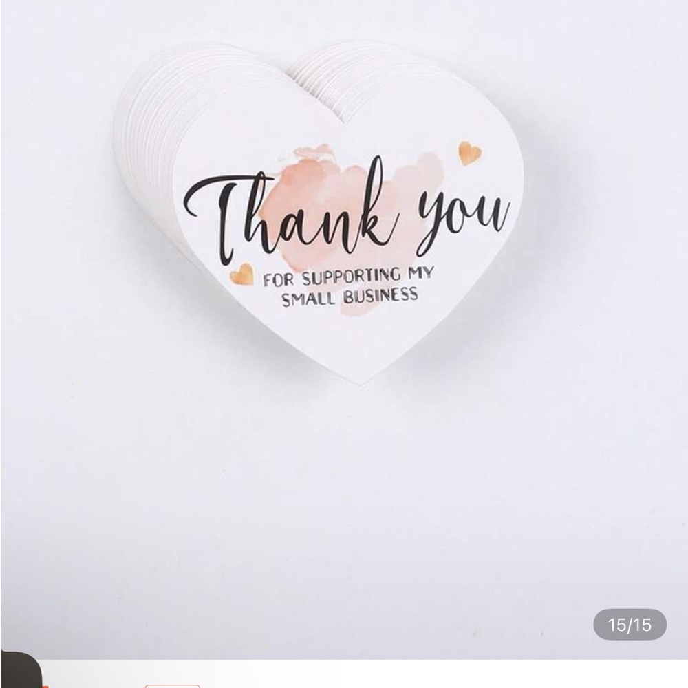 Heart-Shaped Thank You Stickers - White and Pink, 50 ct